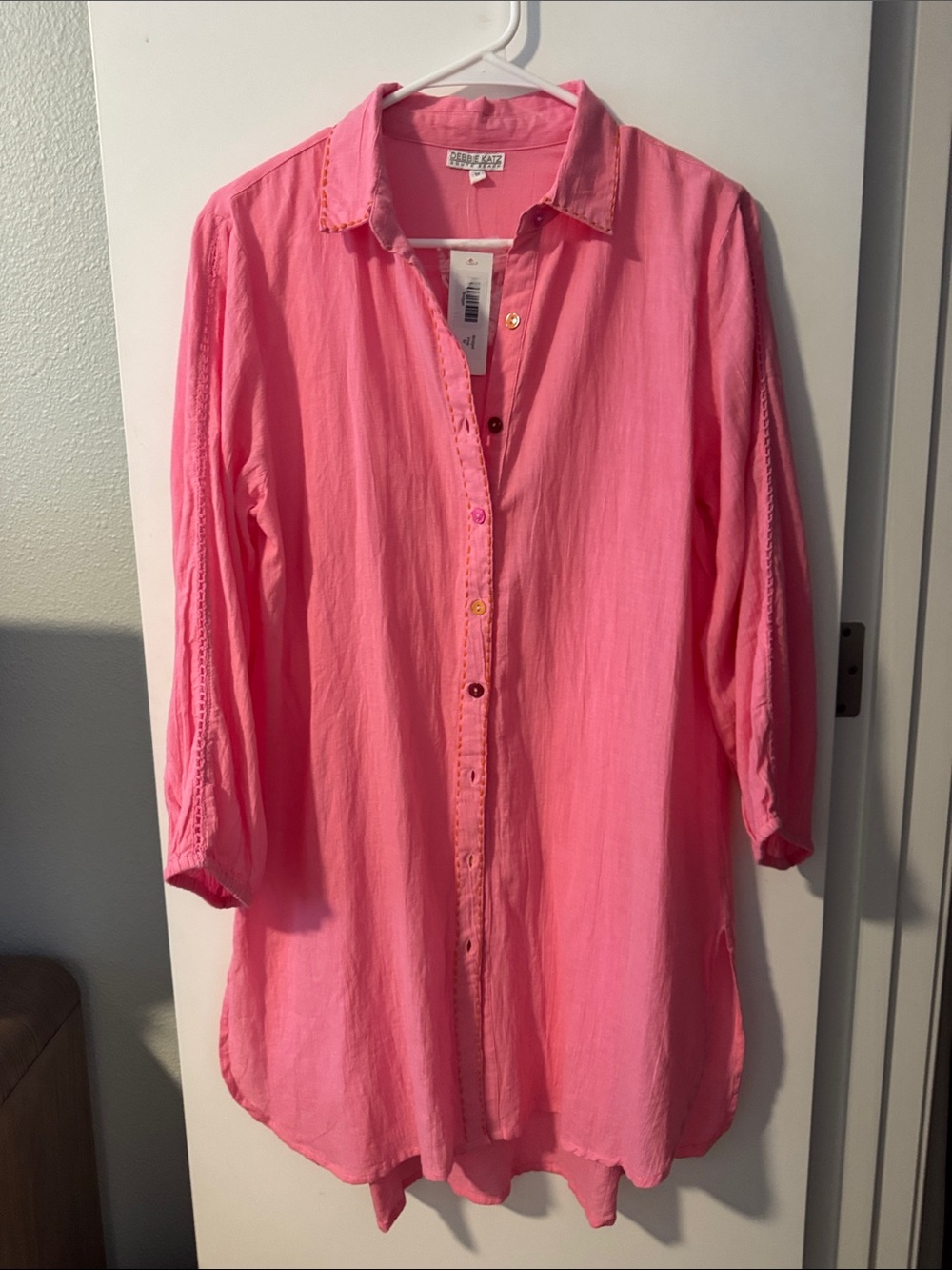 Debbie Katz South Beach Coral Button-Up Top
